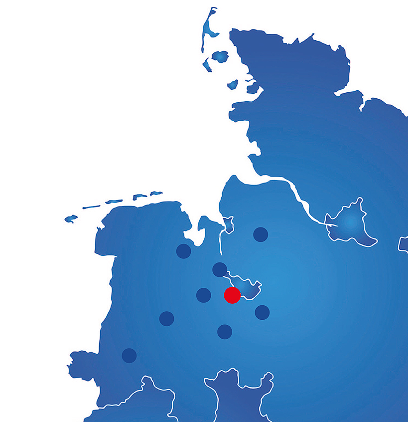 Übersichtskarte Filialen Heise und Klatte GmbH